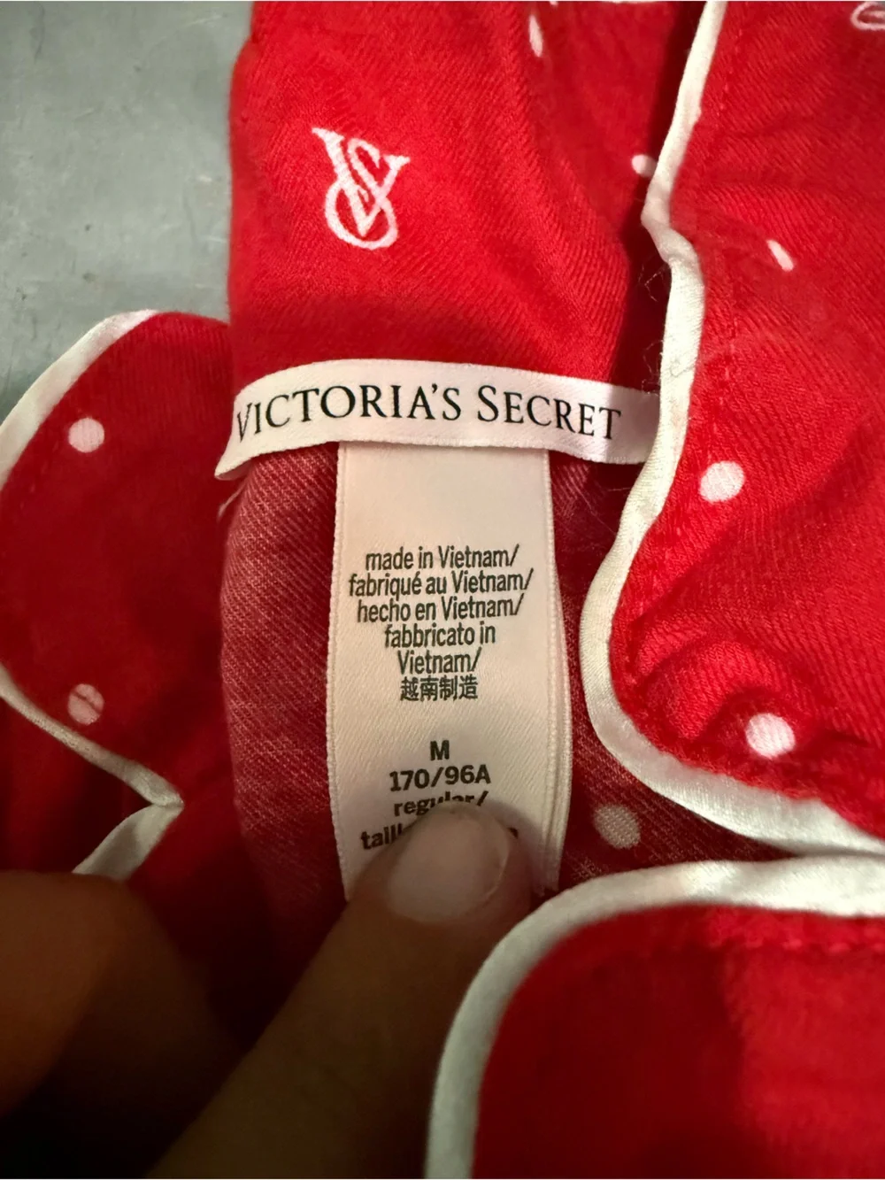 Victoria's Secret Red Polka Dot Lounge Top with White Trim